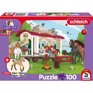 Vorderseite der Verpackung vom Artikel 56463, Schleich ®: Horse Club - Hannoveraner Fohlen, Falbe, 100 Teile Kinderpuzzle mit Add-on (eine Original Figur)