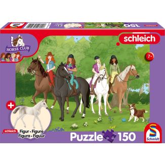 Vorderseite der Verpackung vom Artikel 56464, Schleich ®: Horse Club -  Club Holstein Fohlen, 150 Teile Kinderpuzzle mit Add-on (eine Original Figur)