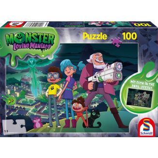 Vorderseite der Verpackung vom Artikel 56476, Monster Loving Maniacs: Nacht über Gruselbruch, 100 Teile Kinderpuzzle