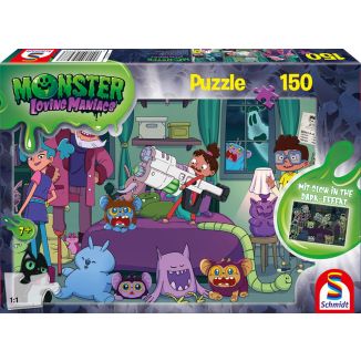 Vorderseite der Verpackung vom Artikel 56477, Monster Loving Maniacs: Bo als Monsterjäger, 150 Teile Kinderpuzzle