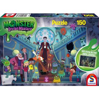 Vorderseite der Verpackung vom Artikel 56478, Monster Loving Maniacs: Lustige Monsterparty, 150 Teile Kinderpuzzle