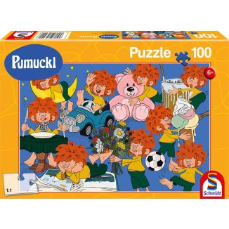 Vorderseite der Verpackung vom Artikel 56492, Pumuckl: Spaß mit Pumuckl, 100 Teile Kinderpuzzle
