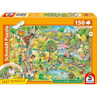 Vorderseite der Verpackung vom Artikel 56531, Spiel, Spaß und Umweltschutz, 150 Teile Kinderpuzzle