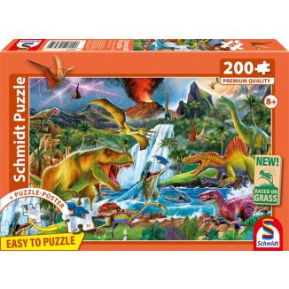 Vorderseite der Verpackung vom Artikel 56535, Faszinierende Urzeitriesen, 200 Teile, Eco-Friendly, Gras Kinderpuzzle