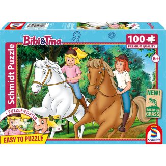 Vorderseite der Verpackung vom Artikel 56543, Bibi & Tina: Sommerausritt, 100 Teile, Eco-Friendly, Gras Kinderpuzzle