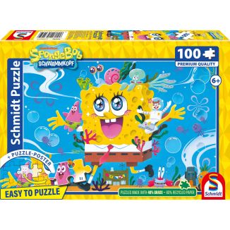 Vorderseite der Verpackung vom Artikel 56545, SpongeBob Schwammkopf: Abenteuer in Bikinibottom, 100 Teile Kinderpuzzle Vorderseite der Verpackung vom Artikel 56545, SpongeBob Schwammkopf: Abenteuer in Bikinibottom, 100 Teile Kinderpuzzle