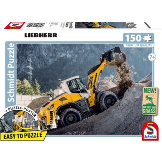 Vorderseite der Verpackung vom Artikel 56551, LIEBHERR:Radlader L526, 150 Teile, Eco-Friendly, Gras Kinderpuzzle