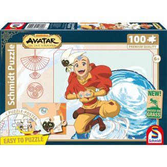 Vorderseite der Verpackung vom Artikel 56554, Avatar: Der Herr der Element, 100 Teile, Eco-Friendly, Gras Kinderpuzzle