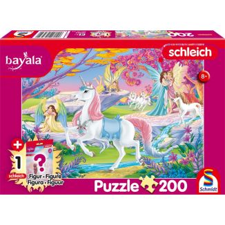 Vorderseite der Verpackung vom Artikel 56564, Schleich®: bayala - Zauberhafte Elfen, 200 Teile Kinderpuzzle mit Add-on (inkl. eines von 6 bayala Pferden/Einhörnern)