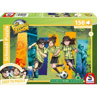 Vorderseite der Verpackung vom Artikel 56597, Die Fussballbande: Das Team der Fussballbande, 150 Teile Kinderpuzzle