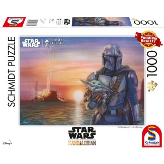 Vorderseite der Verpackung vom Artikel 57377, Thomas Kinkade Studios: Star Wars The Mandalorian™ – A New Direction, 1.000 Teile Puzzle