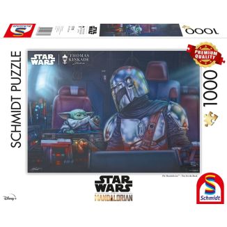 Vorderseite der Verpackung vom Artikel 57378, Thomas Kinkade Studios: Star Wars The Mandalorian™ – Two for the Road, 1.000 Teile Puzzle