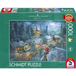 Vorderseite der Verpackung vom Artikel 57529, Thomas Kinkade Studios: Santa’s Silent Night, 1.000 Teile Puzzle