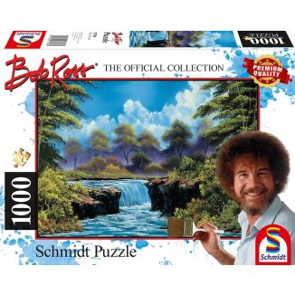 Vorderseite der Verpackung vom Artikel 57538, Bob Ross: Wasserfall auf der Lichtung, 1.000 Teile Puzzle