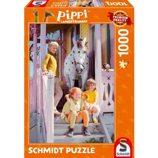 Vorderseite der Verpackung vom Artikel 57572, Pippi™ Langstrumpf: Pippi und ihre Freunde, 1.000 Teile Puzzle