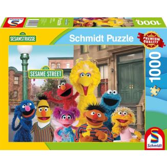 Vorderseite der Verpackung vom Artikel 57574, Sesamstrasse®: Ein Wiedersehen mit guten alten Freunden, 1.000 Teile Puzzle
