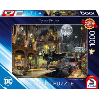 Vorderseite der Verpackung vom Artikel 57588, Thomas Kinkade Studios: Batman™ Gotham City™, 1.000 Teile Puzzle
