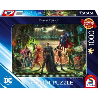 Vorderseite der Verpackung vom Artikel 57591, Thomas Kinkade Studios: The Justice League, 1.000 Teile Puzzle