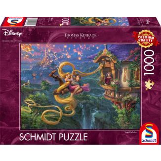 Vorderseite der Verpackung vom Artikel 58034, Thomas Kinkade Studios: Disney Dreams Collection - Rapunzel Tangled Up In Love, 1.000 Teile Puzzle