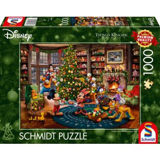 Vorderseite der Verpackung vom Artikel 58047, Thomas Kinkade Studios: Disney Dreams Collection - Mickey and Minnie Trimming the Tree, 1.000 Teile Puzzle