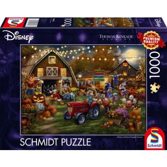 Vorderseite der Verpackung vom Artikel 58048, Thomas Kinkade Studios: Disney Dreams Collection - Mickey and Minnie Pumpkin Festival, 1.000 Teile Puzzle