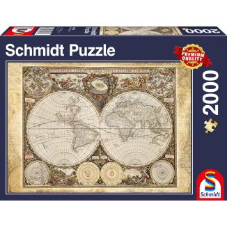 Verpackungsvorderseite aus einem anderen Blickwinkel vom Artikel 58178, Historische Weltkarte, 2.000 Teile Puzzle