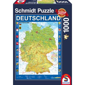 Vorderseite der Verpackung vom Artikel 58287, Deutschlandkarte, 1.000 Teile Puzzle
