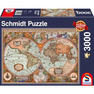 Vorderseite der Verpackung vom Artikel 58328, Antike Weltkarte, 3.000 Teile Puzzle