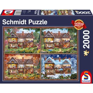 Vorderseite der Verpackung vom Artikel 58345, Jahreszeiten Haus, 2.000 Teile Puzzle