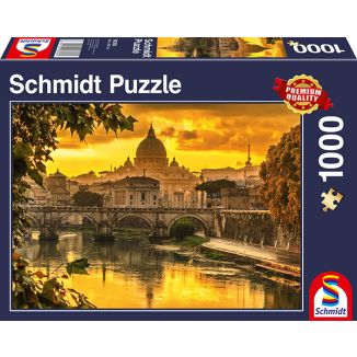 Vorderseite der Verpackung vom Artikel 58393, Goldenes Licht über Rom, 1.000 Teile Puzzle