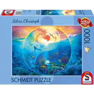 Vorderseite der Verpackung vom Artikel 58594, Silvia Christoph: Yin & Yang Im Reich der Meerestiere, 1.000 Teile Puzzle