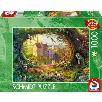 Vorderseite der Verpackung vom Artikel 58878, Märchenschloss und Waldzauber, 1.000 Teile Puzzle