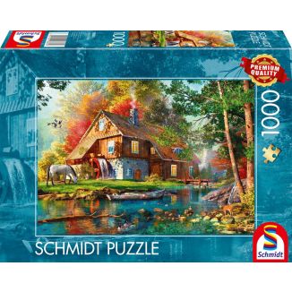 Vorderseite der Verpackung vom Artikel 58881, Wassermühle im Herbst, 1.000 Teile Puzzle