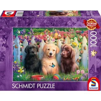 Vorderseite der Verpackung vom Artikel 58883, Süße Welpenszene, 1.000 Teile Puzzle