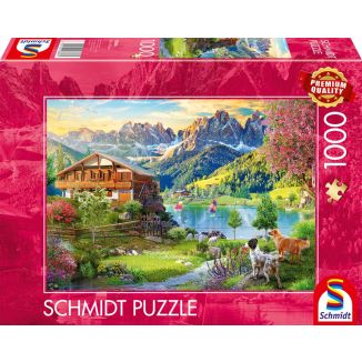 Vorderseite der Verpackung vom Artikel 58886, Erholung in den Dolomiten, 1.000 Teile Puzzle