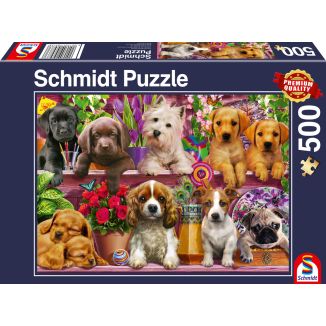 Hunde im Regal, 500 Teile Puzzle