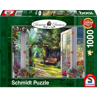 Vorderseite der Verpackung vom Artikel 59592, Dominic Davison: Blick in den verwunschenen Garten, 1.000 Teile Puzzle