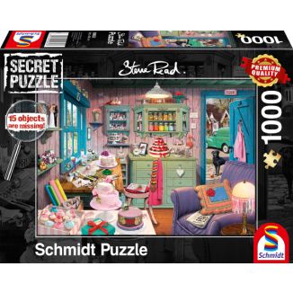 Vorderseite der Verpackung vom Artikel 59653, Steve Read: Secret Puzzles - Großmutters Stube , 1.000 Teile Puzzle