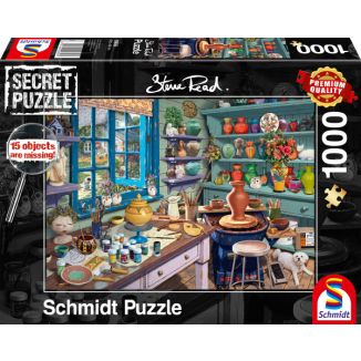 Vorderseite der Verpackung vom Artikel 59656, Steve Read: Secret Puzzles - Künstler-Atelier, 1.000 Teile Puzzle