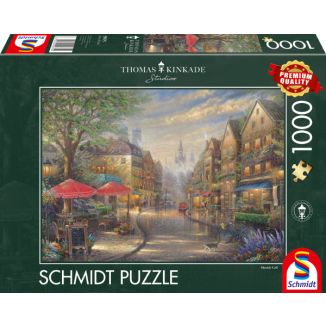 Vorderseite der Verpackung vom Artikel 59675, Thomas Kinkade Studios: Café in München, 1.000 Teile Puzzle