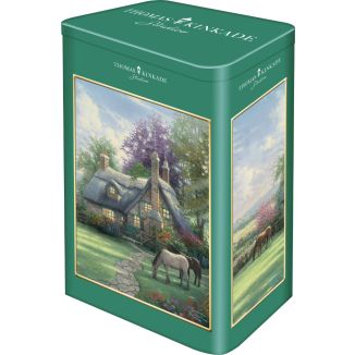 Vorderseite der Verpackung vom Artikel 59692, Thomas Kinkade Studios: A Perfect Summer Day in der Nostalgie Metalldose, 500 Teile Puzzle