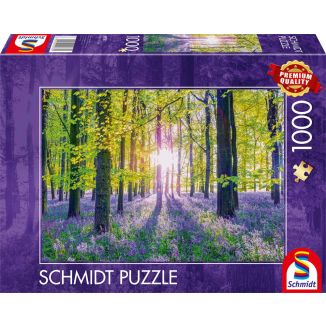 Vorderseite der Verpackung vom Artikel 59767, Zarte Glockenblumen im Wald, 1.000 Teile Puzzle