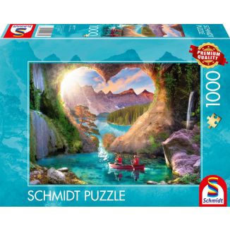 Vorderseite der Verpackung vom Artikel 59777, Ausblick mit Herz, 1.000 Teile Puzzle