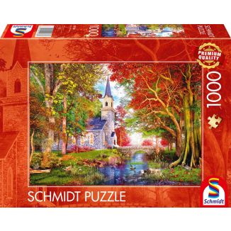 Vorderseite der Verpackung vom Artikel 59788, Kapelle im Herbstzauber, 1.000 Teile Puzzle