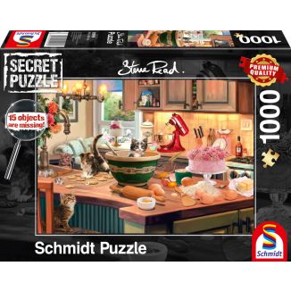 Vorderseite der Verpackung vom Artikel 59919, Steve Read: Secret Puzzles - Am Küchentisch, 1.000 Teile Puzzle
