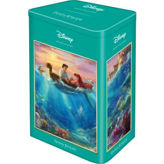 Vorderseite der Verpackung vom Artikel 59927, Thomas Kinkade Studios: Disney - Arielle in der Nostalgie Metalldose, 500 Teile Puzzle