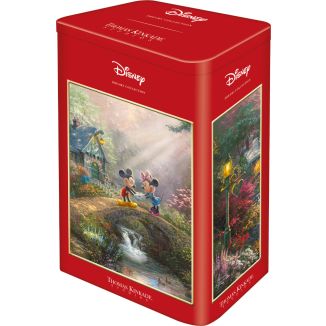 Vorderseite der Verpackung vom Artikel 59928, Thomas Kinkade Studios: Disney - Mickey & Minnie in der Nostalgie Metalldose, 500 Teile Puzzle