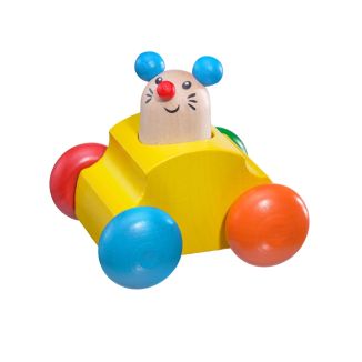 Weiteres Spielmaterial vom Artikel 61048, Topeto, Rollgreifling Maus mit Quietsche aus Holz, 7 cm