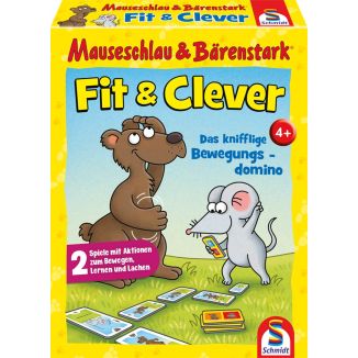Verpackungsvorderseite aus einem anderen Blickwinkel vom Artikel 75059, Mauseschlau & Bärenstark: Fit und Clever, Kinderkartenspiel