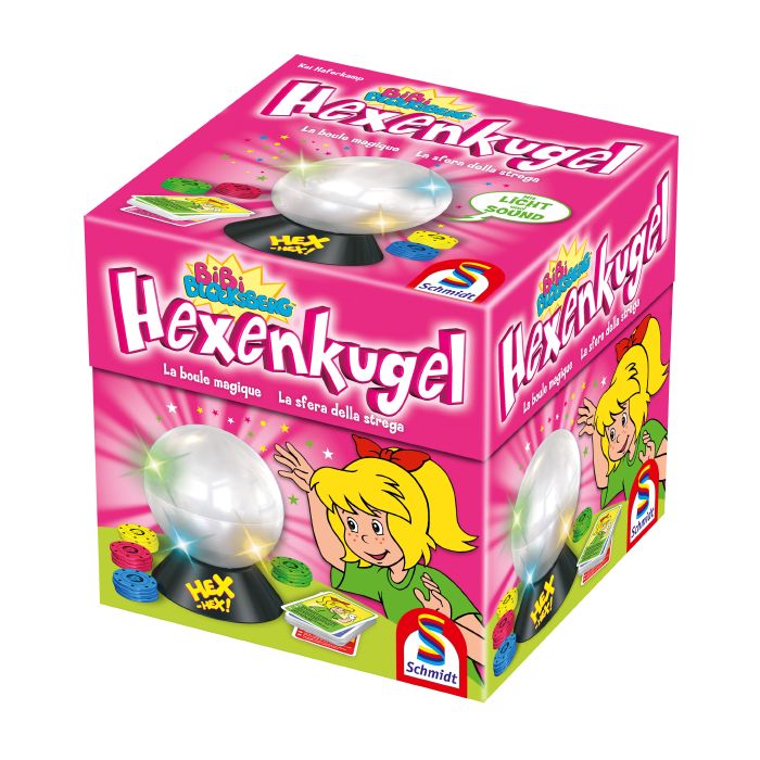Verpackungsvorderseite aus einem anderen Blickwinkel vom Artikel 40458, Bibi Blocksberg - Hexenkugel, Kinderspiel